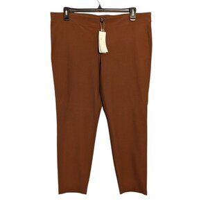 Eileen Fisher 1X Nutmeg Washable Stretch Crepe Slim Ankle Pants Womens USA Made